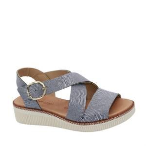 NEW ERIC MICHAEL women's khloe leather sandals in navy